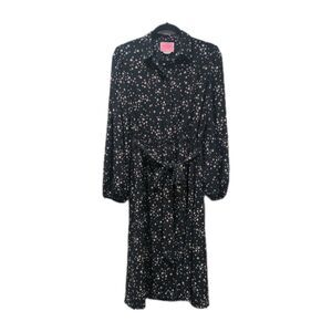 Kate Spade Womens Scattered Stars Print LS Shirt Dress Size 6 Black Tie Waist